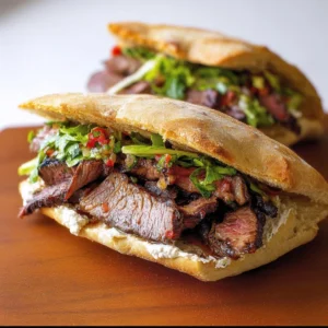 Delicious steak and hummus sandwiches showcasing a gourmet twist on classic steak sandwiches