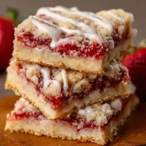 Strawberry Shortcake Bars Recipe Delicious homemade Strawberry Shortcake Bars served on a plate
