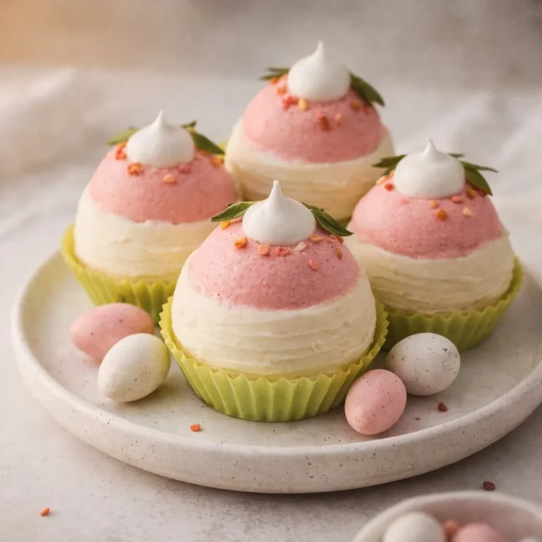 Strawberry Shortcake Easter Egg Bombs decorated with cream and strawberries
