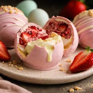 Strawberry Shortcake Easter Egg Bombs decorated for spring festivities