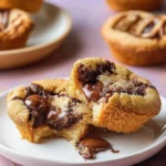 Delicious stuffed cookie cups filled with chocolate and caramel