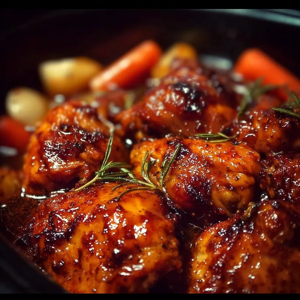 Delicious Sweet Baby Ray’s Crockpot Chicken served with sides