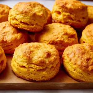 Freshly baked sweet potato biscuits on a plate