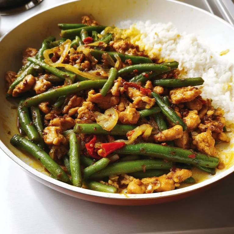 Turkey Stir-Fry with green beans ready to serve.