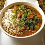 Bowl of colorful Vegetable Gumbo full of fresh vegetables and spices