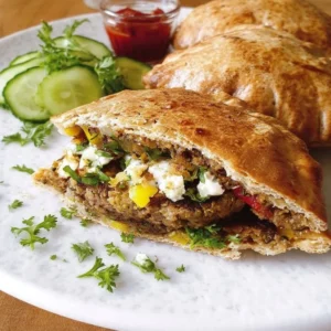 Veggie Burger Pockets Healthy veggie burger pockets filled with fresh ingredients