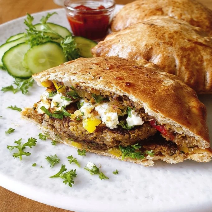 Healthy veggie burger pockets filled with fresh ingredients
