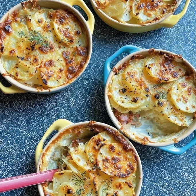 Fennel, Potato and Pancetta Gratins