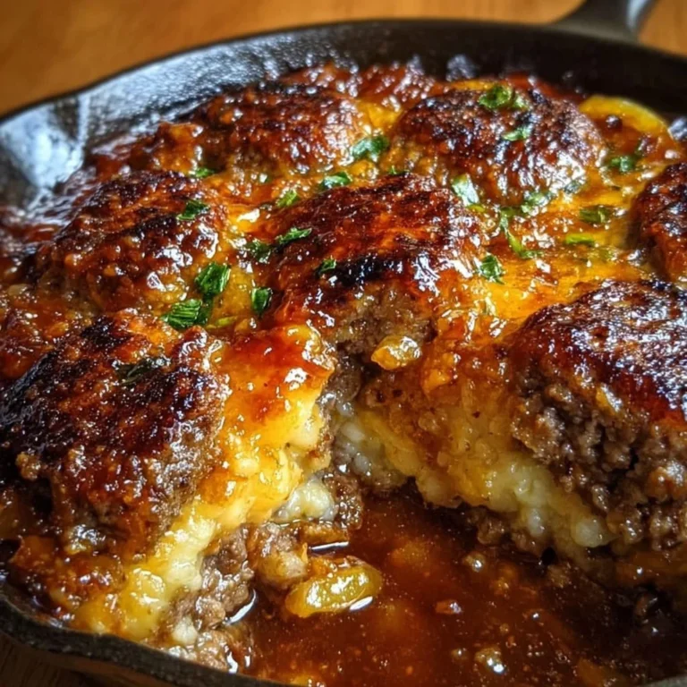 Amish Hamburger Steak Bake served on a plate with sides of vegetables