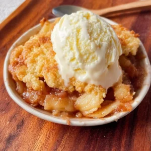 Apple Cobbler Homemade apple cobbler topped with a golden crust and fresh apples