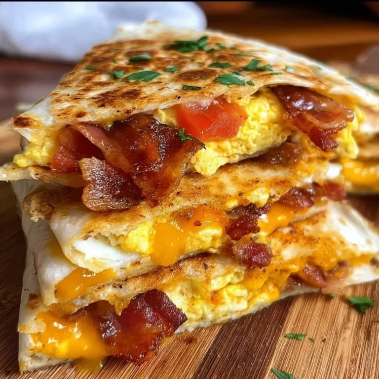 Bacon egg and cheese breakfast quesadillas on a plate