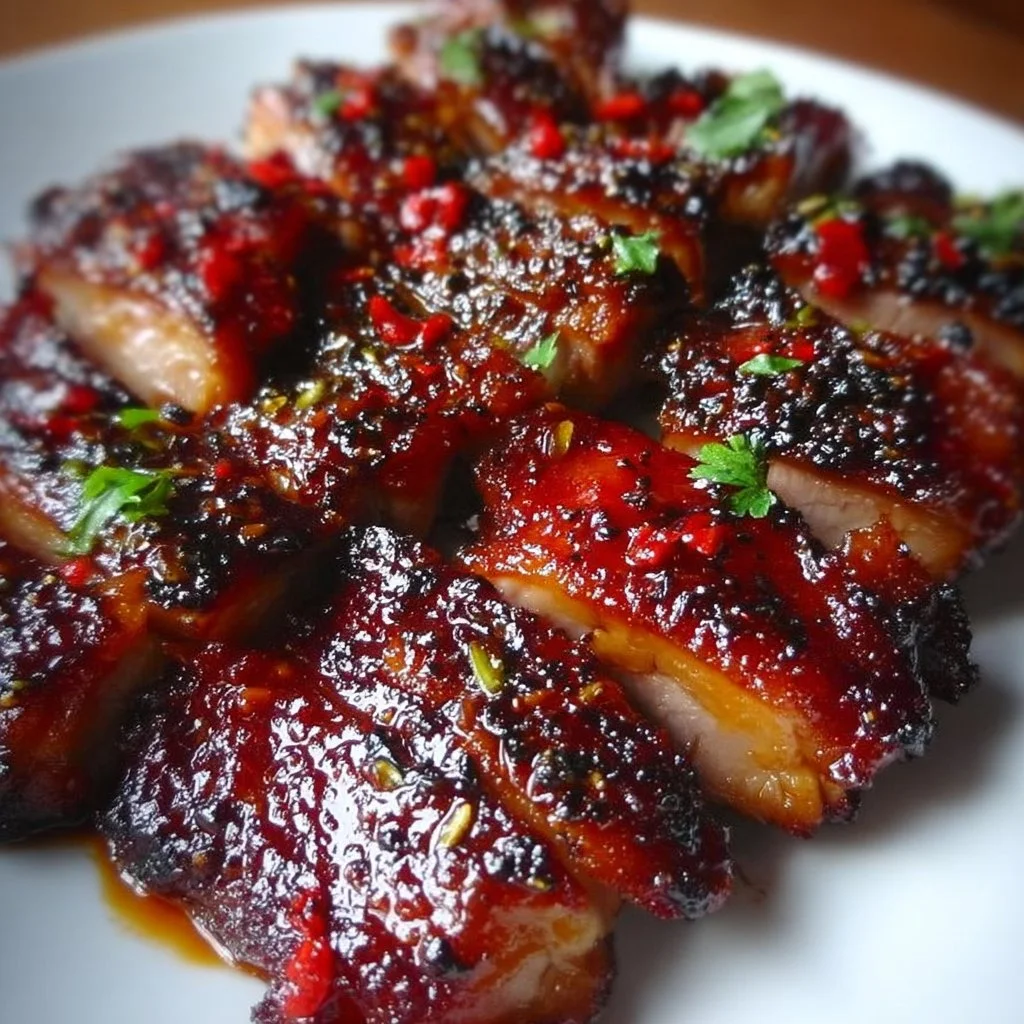 Delicious barbecued pork chicken on the grill