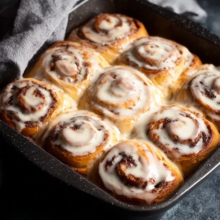 Delicious homemade cinnamon rolls with cream cheese frosting on a white plate