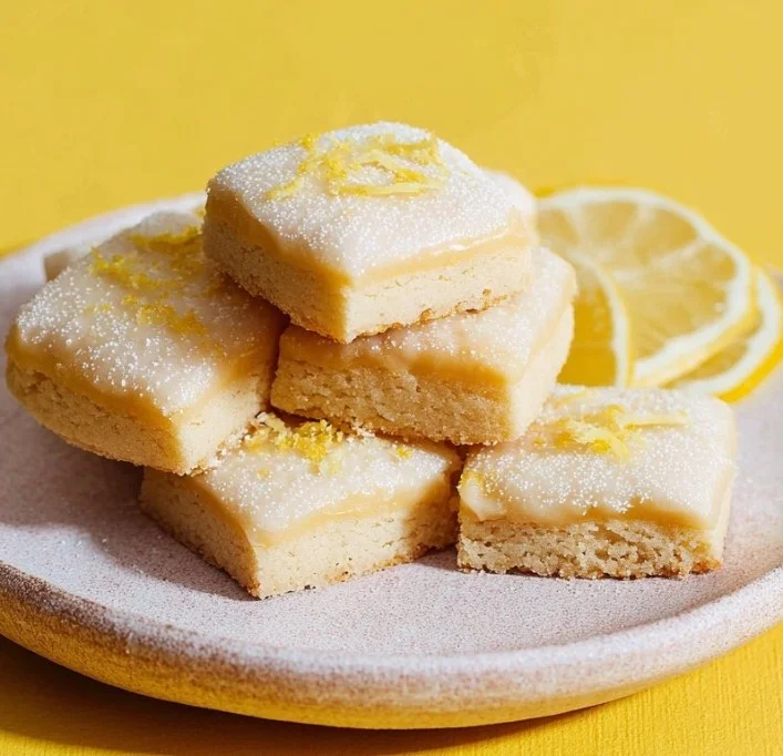 Delicious homemade lemonies with a bright lemon topping on a plate