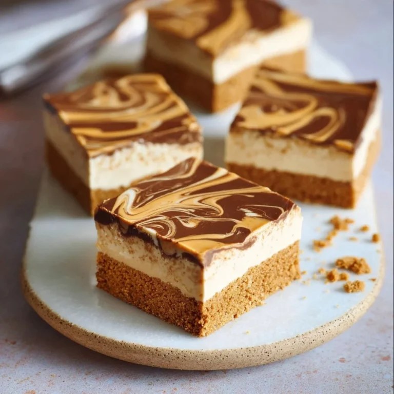 Delicious no-bake speculoos slice dessert topped with chocolate and cookie crumbs