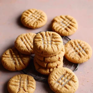 Delicious homemade peanut butter cookies arranged on a plate.