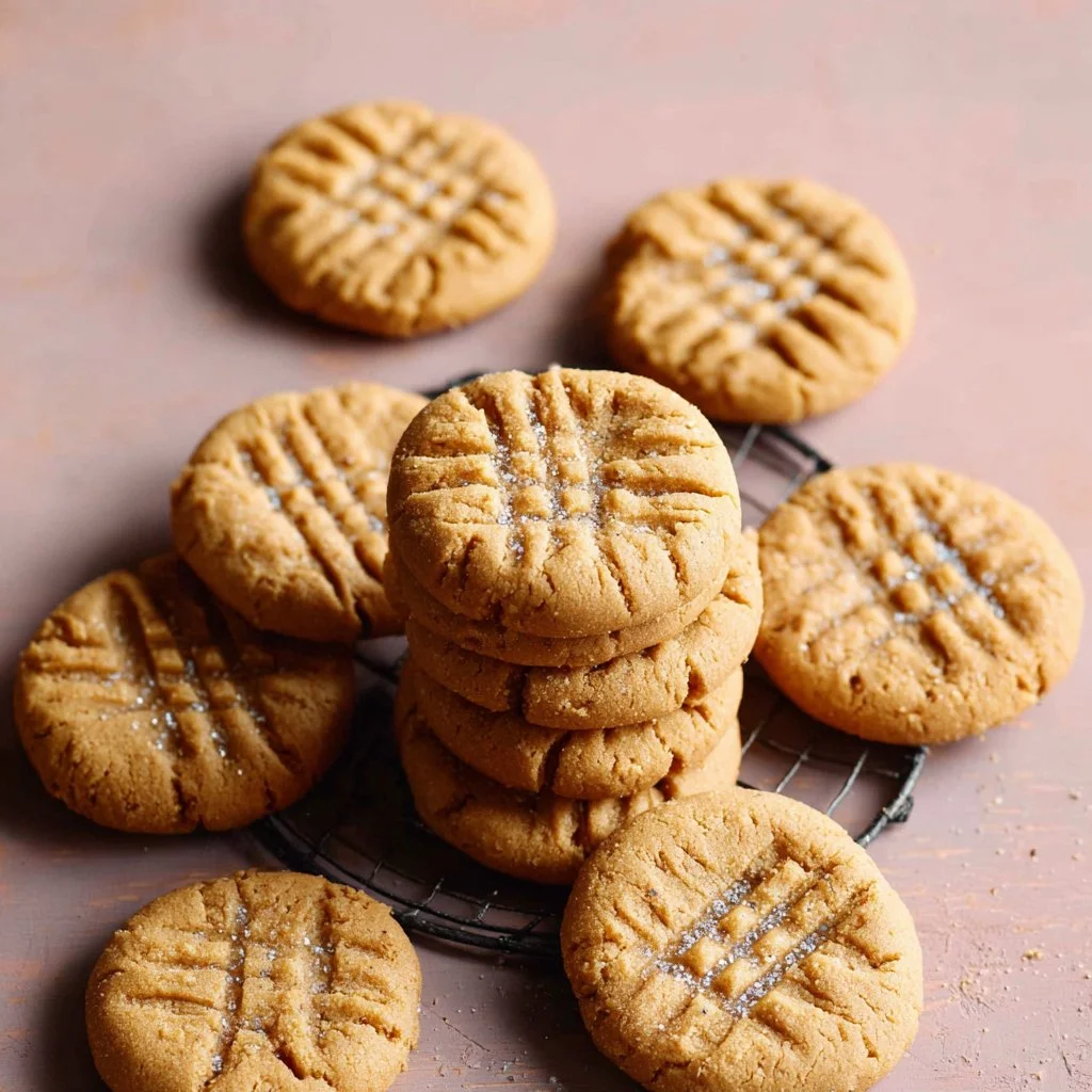 Delicious homemade peanut butter cookies arranged on a plate.