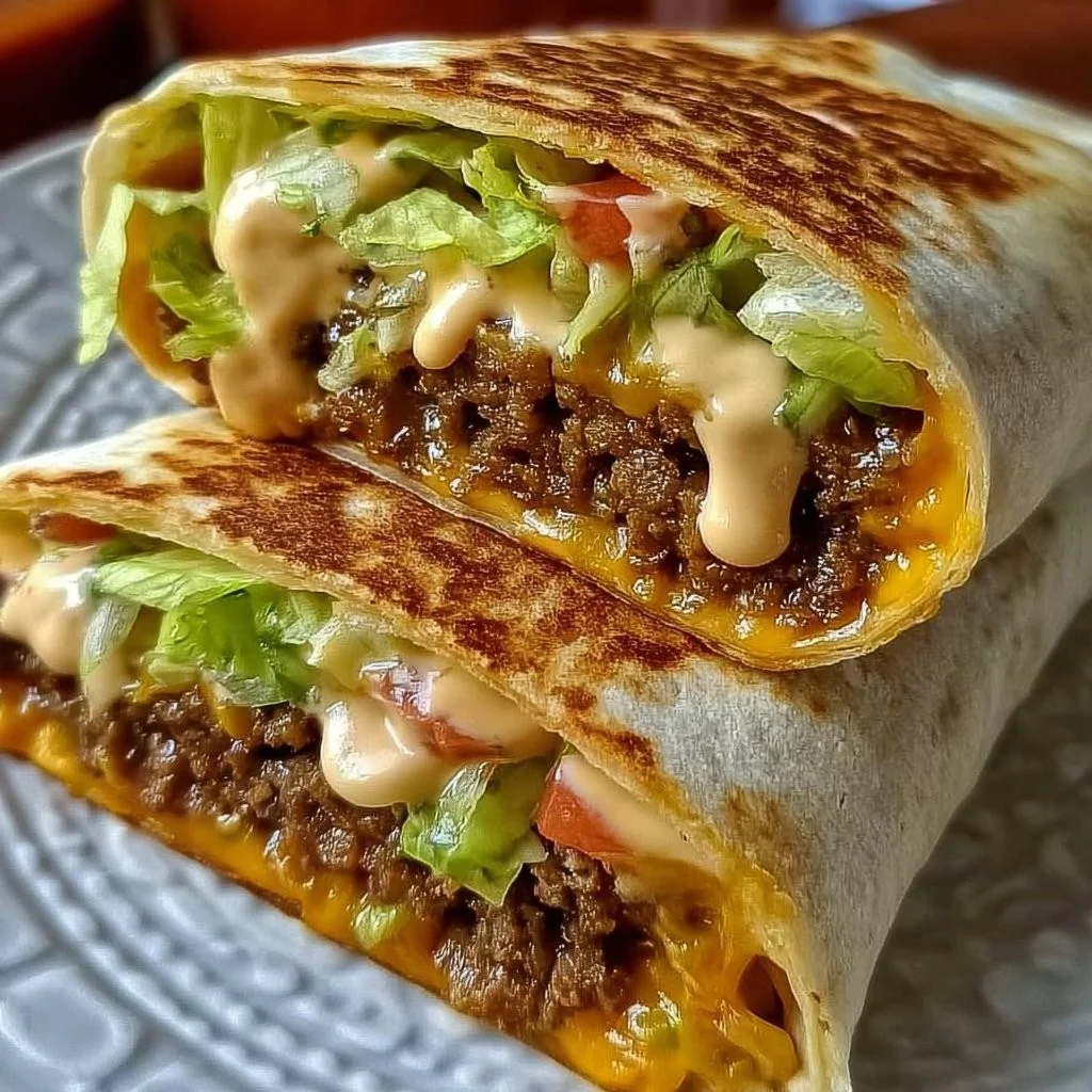 Delicious Big Mac Wraps served on a plate with fresh ingredients