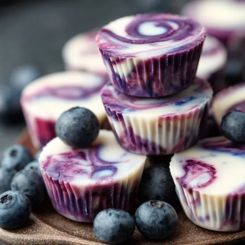 Delicious blueberry yogurt bites with a swirl of fresh blueberries