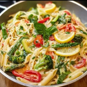 Bright & Fresh Lemon Herb Pasta Primavera Bright and fresh lemon herb pasta primavera with colorful vegetables