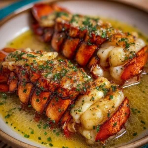 Butter Poached Lobster Tails Delicious butter poached lobster tails served on a plate