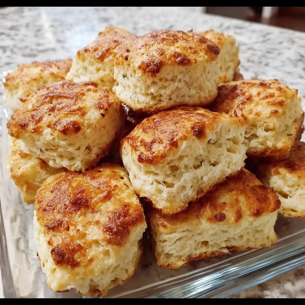 Freshly baked Butter Swim Biscuits on a wooden table