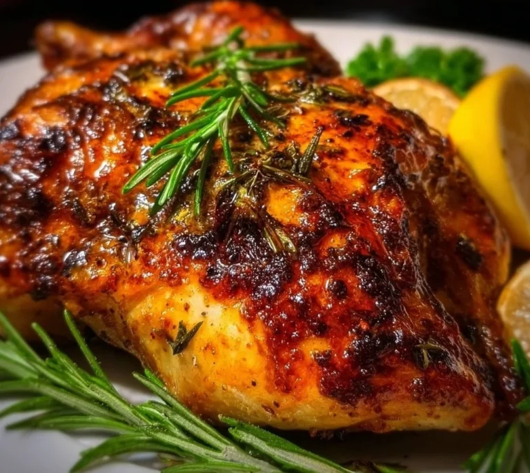 Delicious Buttermilk Roasted Chicken served on a rustic wooden platter