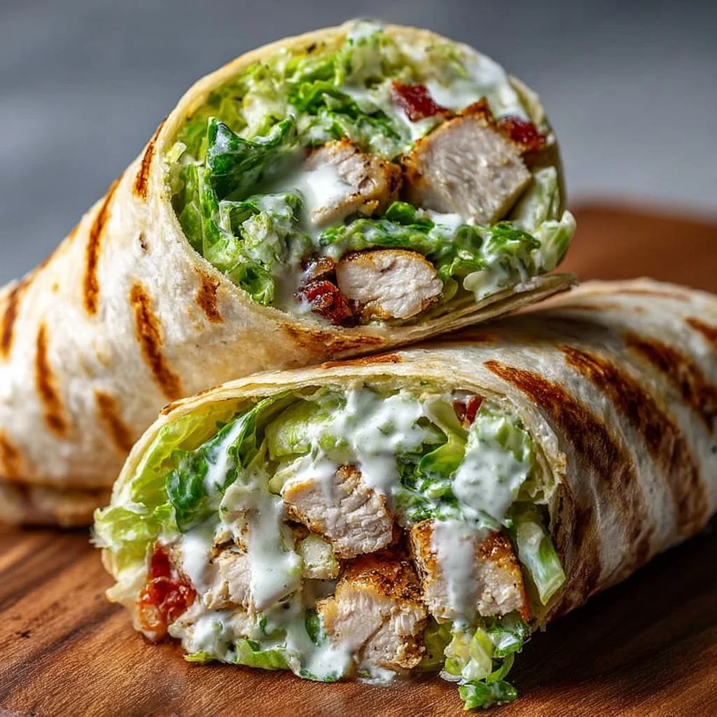 Delicious Chicken Caesar Wraps ready to serve for a quick meal