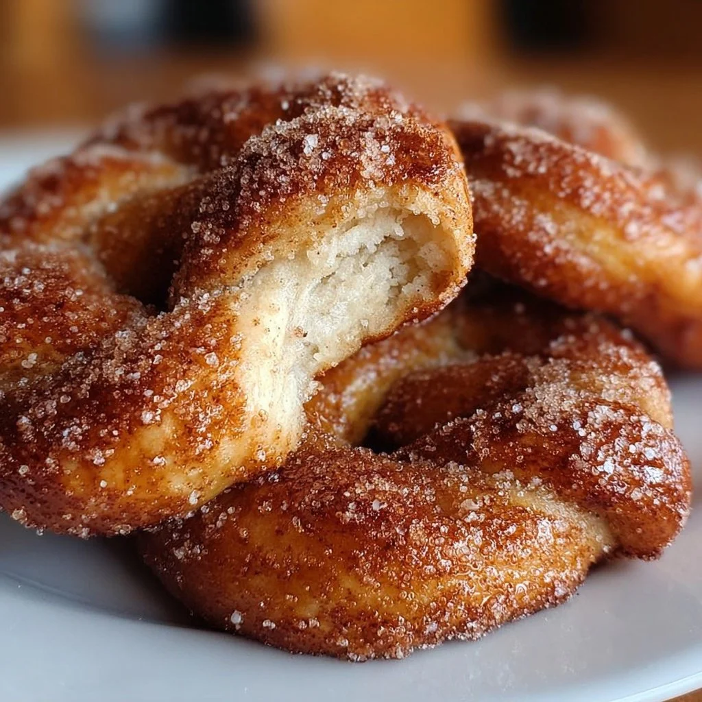 Delicious cinnamon sugar soft pretzels, fresh and warm, ready to enjoy.