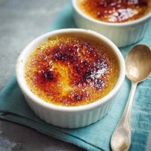 Delicious classic crème brûlée with a caramelized sugar topping