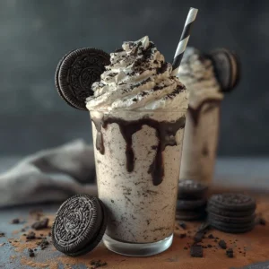 Delicious Cookies and Cream Frappuccino topped with whipped cream and cookie bits