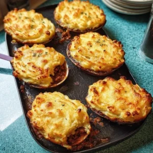 Cottage Pies in Coats Delicious cottage pies in coats served hot with golden crusts.