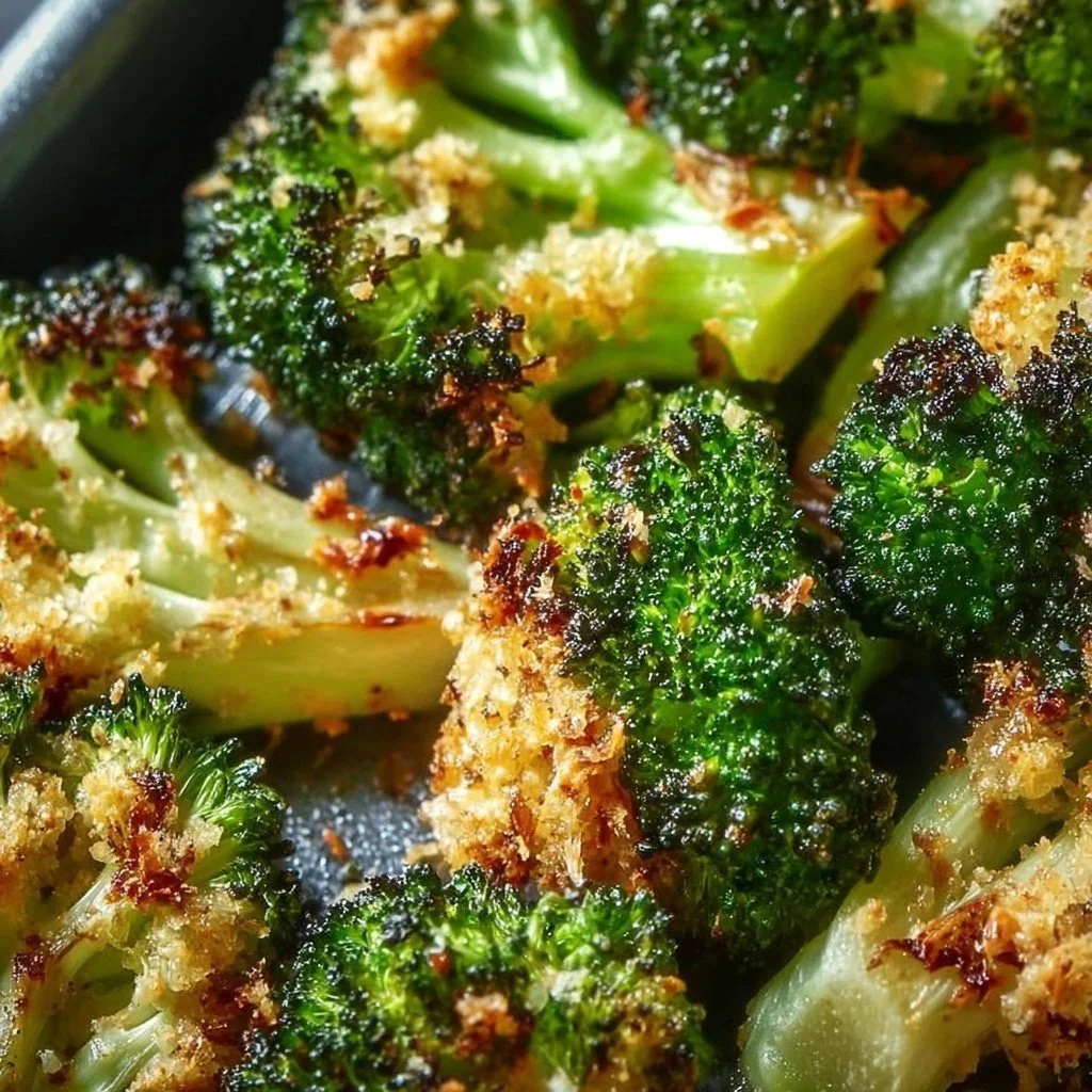 Crispy roasted broccoli dish served on a plate, showcasing food perfection