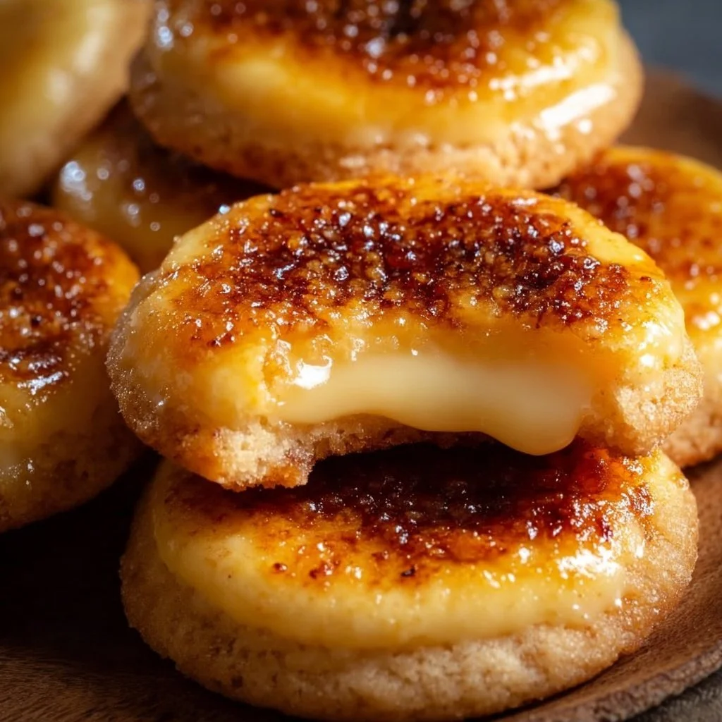 Delicious homemade Creme Brûlée Cookies with a caramelized sugar topping.