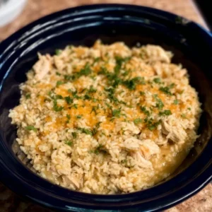 Crock Pot Chicken and Rice Crock Pot Chicken and Rice dish served in a bowl