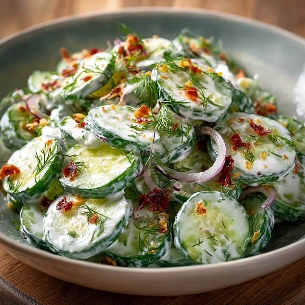 Home Bowl of Cucumber Ranch Crack Salad with cucumbers and ranch dressing