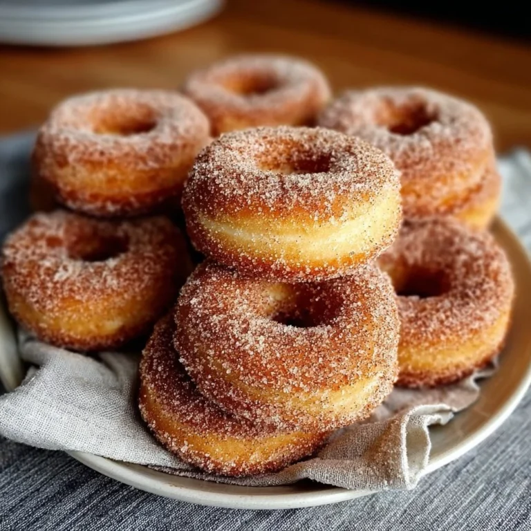 Delicious baked cinnamon sugar donuts on a plate, tempting and sweet.