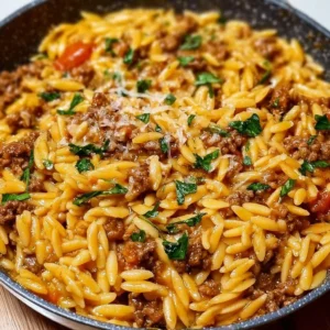 Delicious ground beef orzo dish ready in 30 minutes