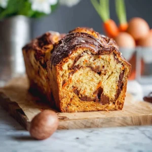 Easter Babka with Carrot Filling on a decorative plate
