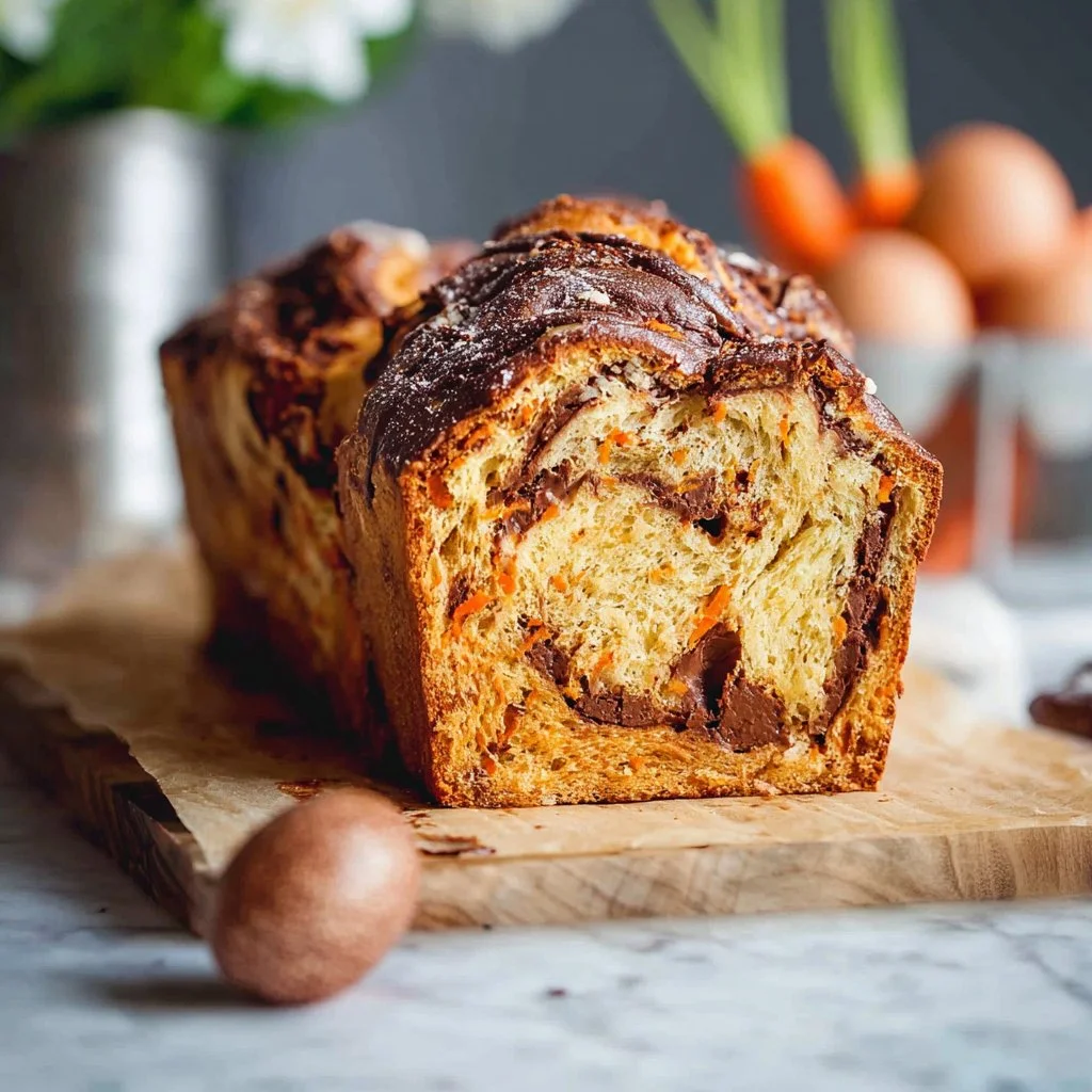 Easter Babka with Carrot Filling on a decorative plate