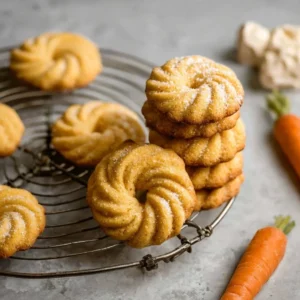 Easter Carrot Butter Cookies arranged on a festive plate