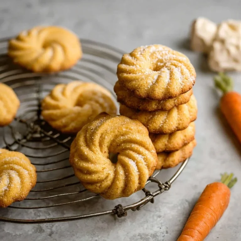 Easter Carrot Butter Cookies arranged on a festive plate