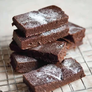 Delicious homemade easy chocolate bricks stacked on a plate