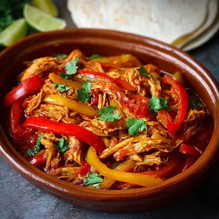 Delicious easy Crockpot Chicken Fajitas served in a colorful dish.