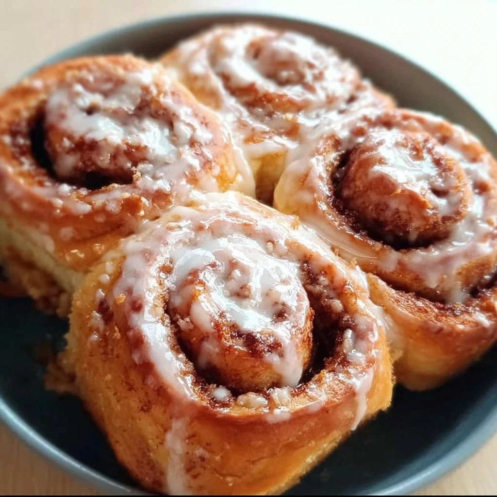 Delicious homemade cinnamon rolls served warm on a plate