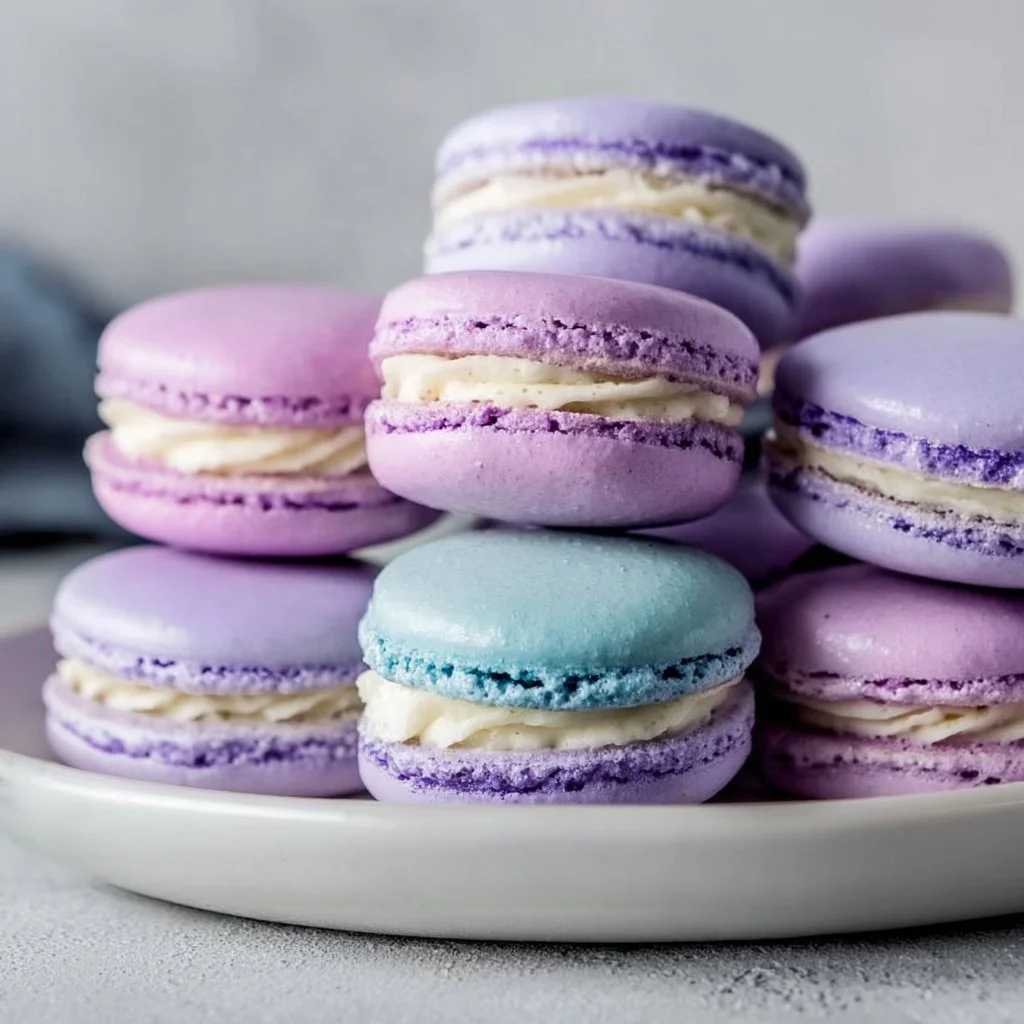 Homemade French Macarons displayed in a variety of colors and flavors
