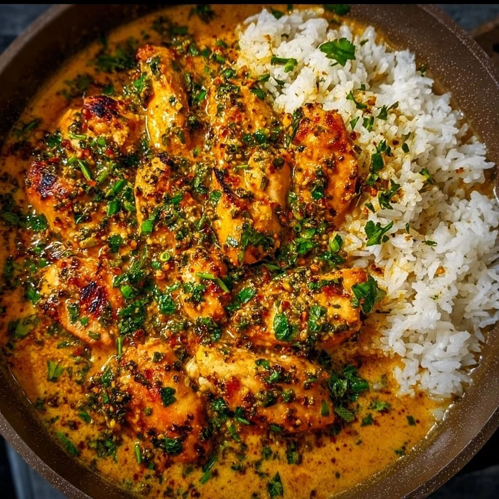 Delicious Garlic Butter Chicken served with herbs and spices