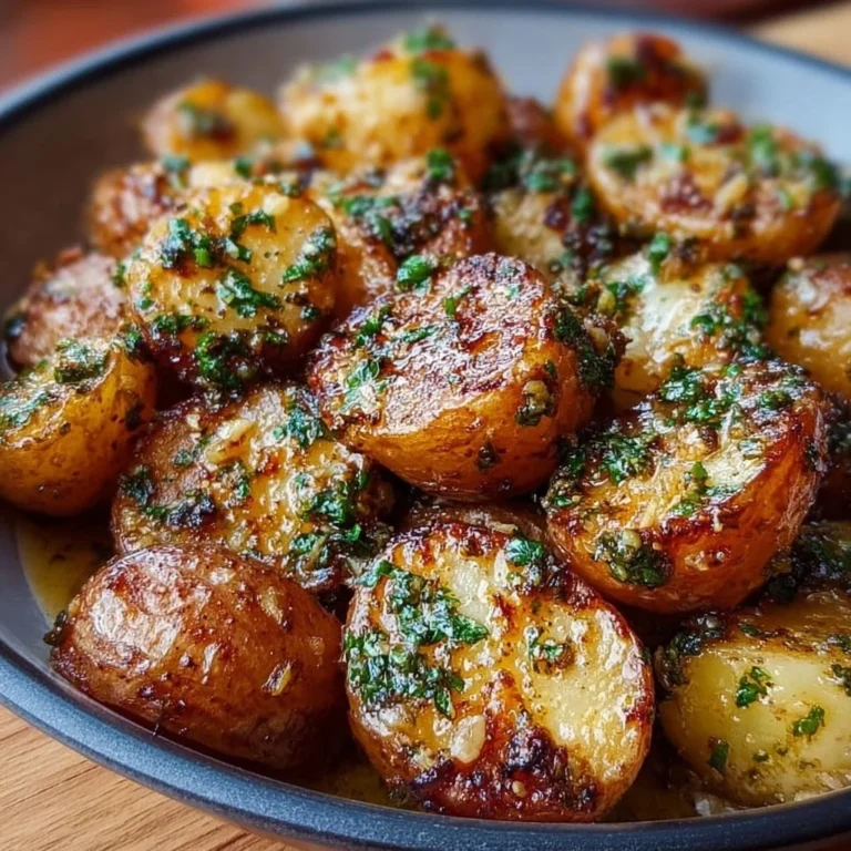 Delicious roasted garlic butter potatoes served as a side dish