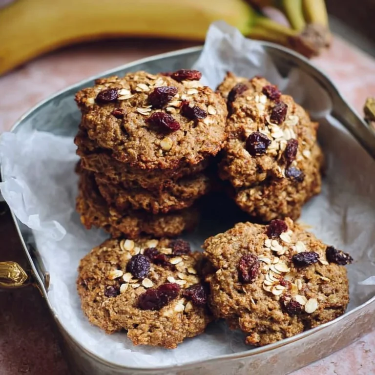 Healthy banana oat breakfast cookies in a bowl with ingredients