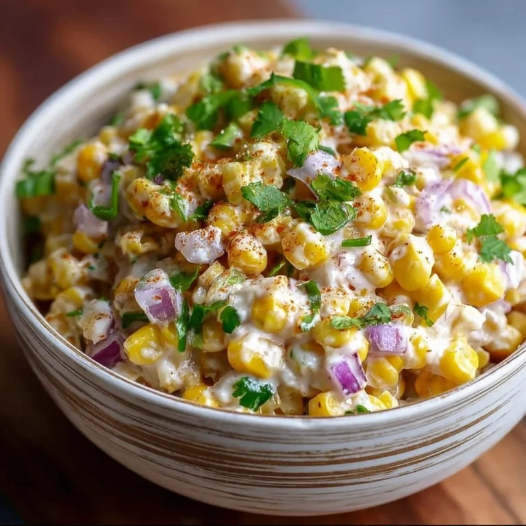 Healthy street corn salad topped with Greek yogurt and fresh vegetables